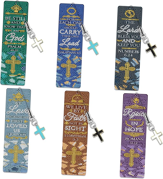 Christian Bible Diamond Art Bookmarks: 6 Pcs Bible Verse Diamond Painting Book by CRASHOT