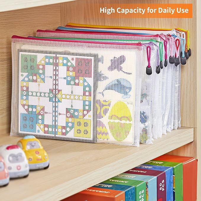 JARLINK A4 Mesh Zipper Pouch Bags, Office School Supplies, Cosmetics Travel - Image 4