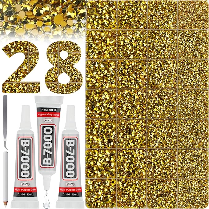 36000Pcs Metallic Gold Rhinestones by Worthofbest
