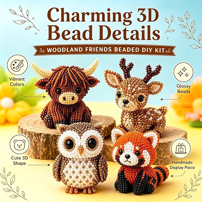Kanroadi 3D Beaded Animal Kit, Beaded Animal Kit, Cute Animal Beading Craft Set - Image 2
