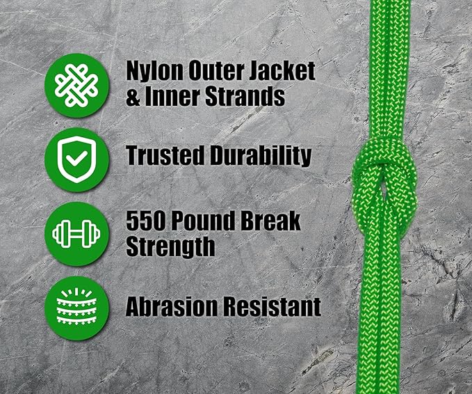 BORED? PARACORD! 550 lb Paracord - Ideal for Crafting, Camping, DIY Projects, Active & Military Outdoors - Strong Survival Rope - Tactical Parachute Cord Type III - Neon Green 100 Feet