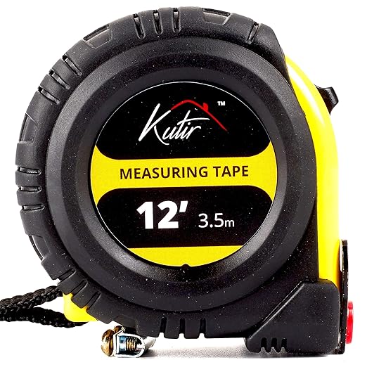 12-Ft Tape Measure with Magnetic Hooks, Fraction Markings, Steel Retractable, Both Side Ruler, Easy to Read Measuring Tape, Shock Absorbent Rubber Case