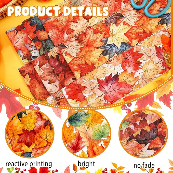 Hosuly 40 Pcs Fall Fabric Orange Maple Leaf Jelly Fabric - Image 3