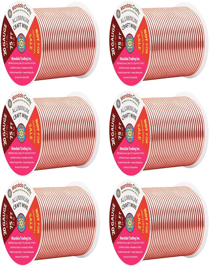 Mandala Crafts 20 Gauge Rose Gold Tone Combo Anodized Aluminum Craft Wire | 450 by MandalaCrafts