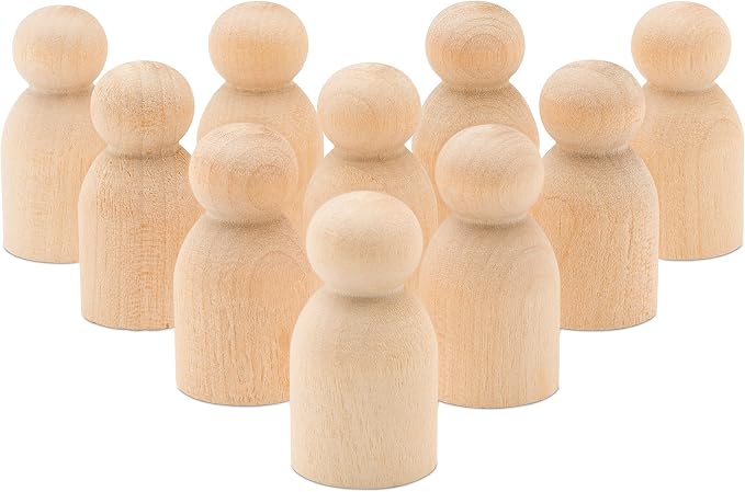 Miniature Wooden Peg Dolls 1-1/8 inch, Miniature Figures, and Small World Play by Woodpeckers