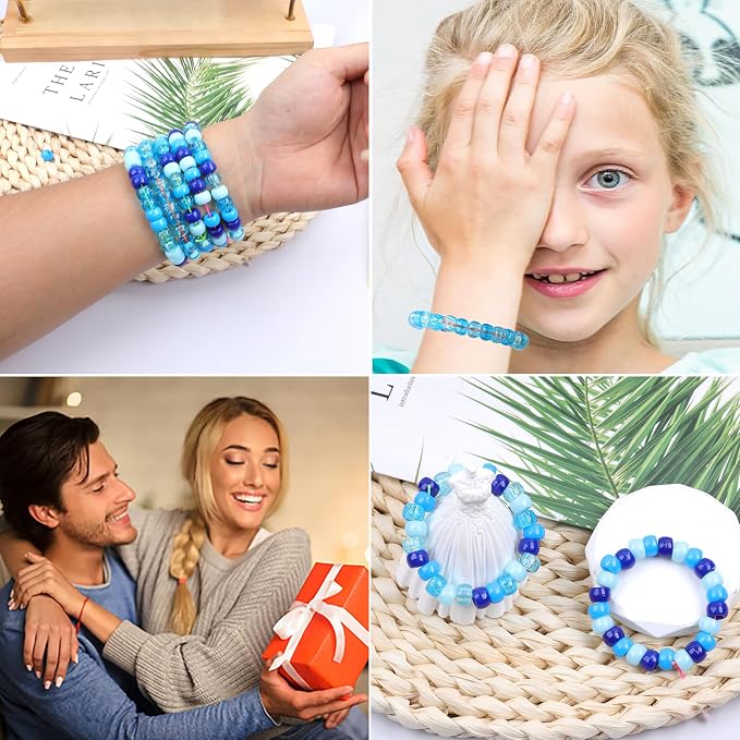 Blue Pony Beads for Bracelet 1000 Pcs Friendship Bracelets Beads 6x9mm Plastic - Image 6