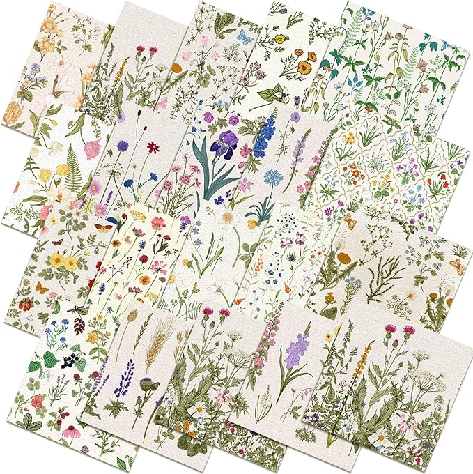 HunnmingRe 20 Pcs 10''x10'' Wildflower Quilting Fabric Square Wildfloral by HunnmingRe