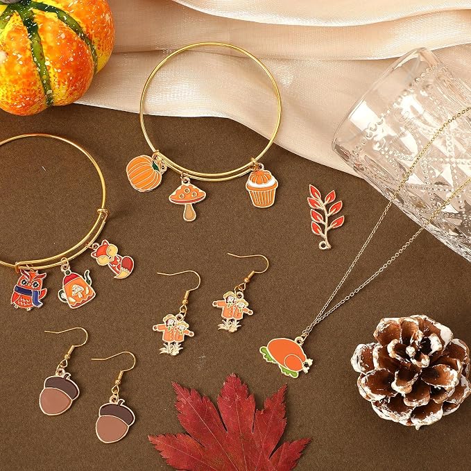 SANNIX 110Pcs/55 Pairs Fall Charms, Thanksgiving Charms - Image 4