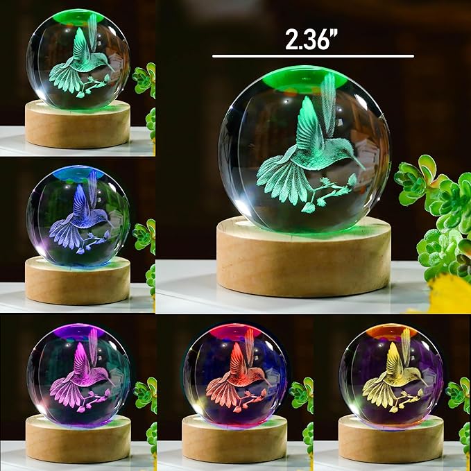 3D Hummingbird Crystal Ball 60mm - Image 3