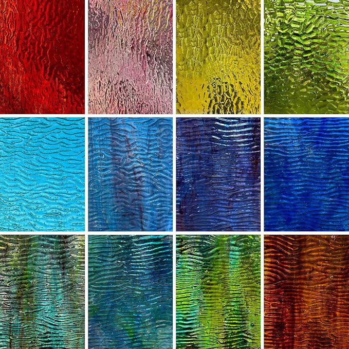 LITMIND 12 Sheets Transparent Textured Stained Glass Variety Pack, 4x6 Inch by LITMIND