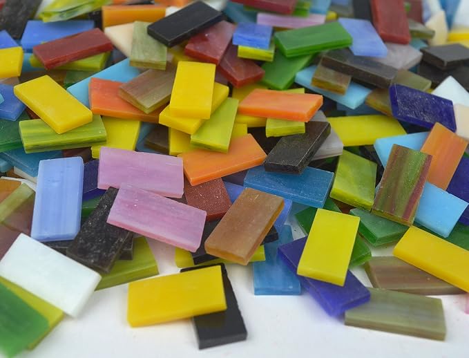 Lanyani 400 Pieces/17.6oz Rectangle Mosaic Tiles Stained Glass - Image 2