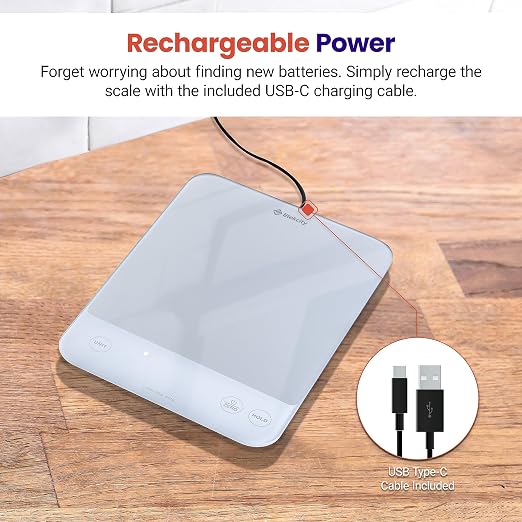 Etekcity 22lb Food Kitchen Scale, USB Rechargeable, IPX6 Waterproof | Digital - Image 3