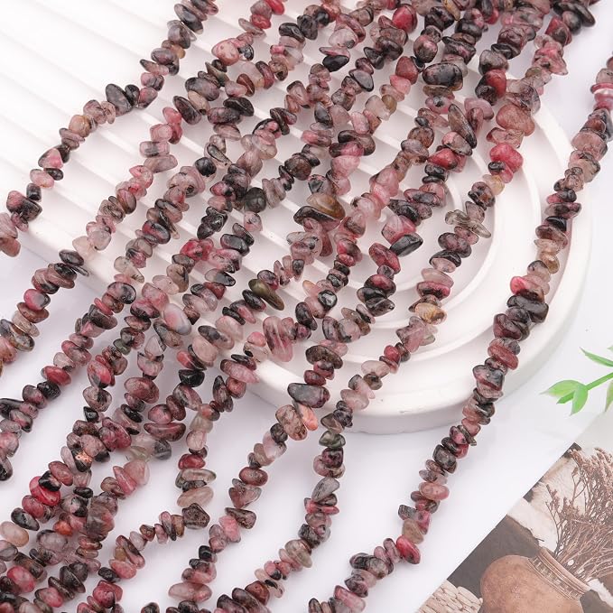 200 Pcs Crystal Chip Beads for Jewelry Making 5-8mm Rhodonite | Natural Chip - Image 2