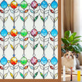 Countewol Frosted Privacy Window Film Stained Glass Style Adhesive-Free by Countewolwindowfilm
