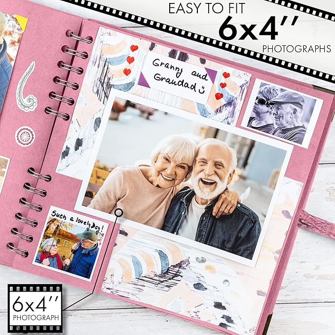 Bstorify Square Scrapbook Photo Albums 8 x 8 Inch Pink Thick Paper, Metal - Image 4