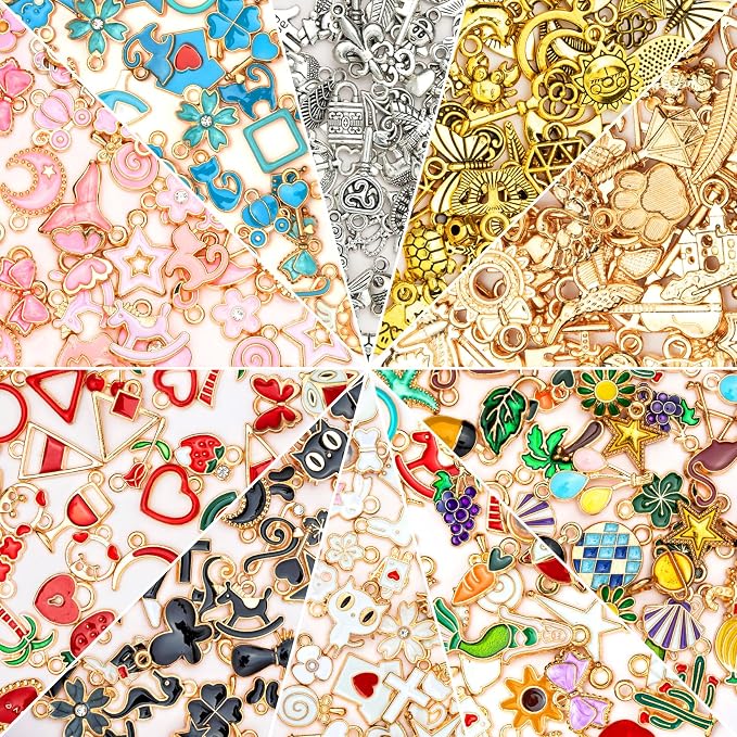 500 PCS Charms for Jewelry Making, Keychains & Craft Projects, Bulk Jewelry by CRWEETY