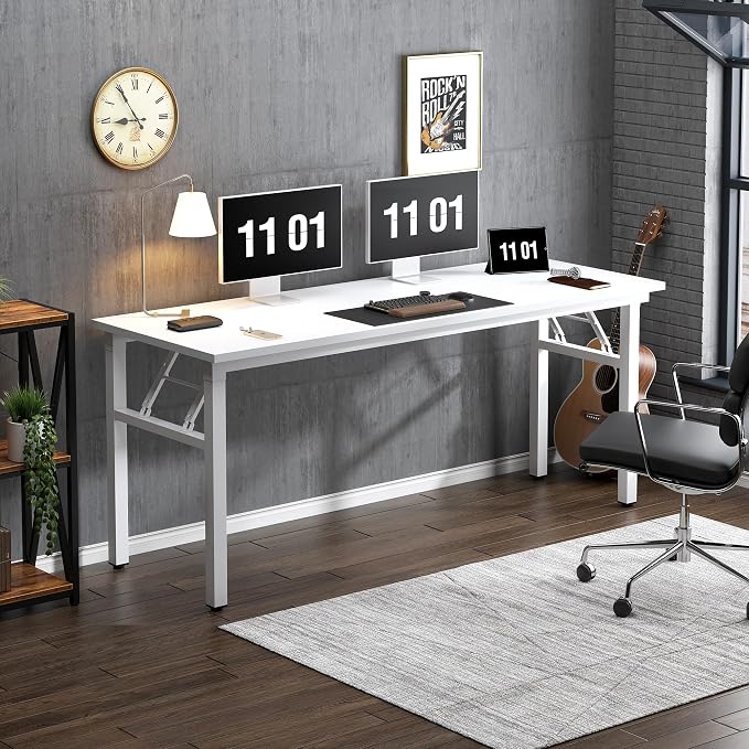 Need Large Folding Computer Desk, 62 Inch Writing Table, Metal Frame, Sturdy - Image 6