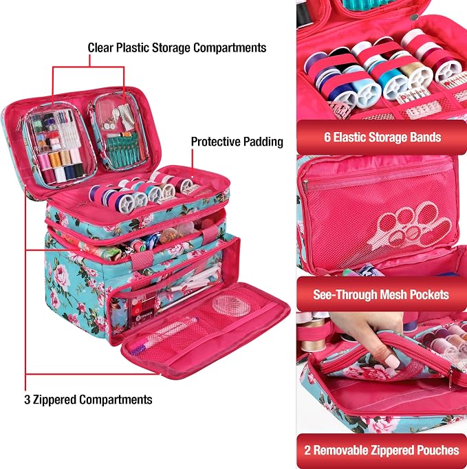 SINGER Sewing Accessories Organizer – Double Layer Portable Sewing Storage Bag - Image 4