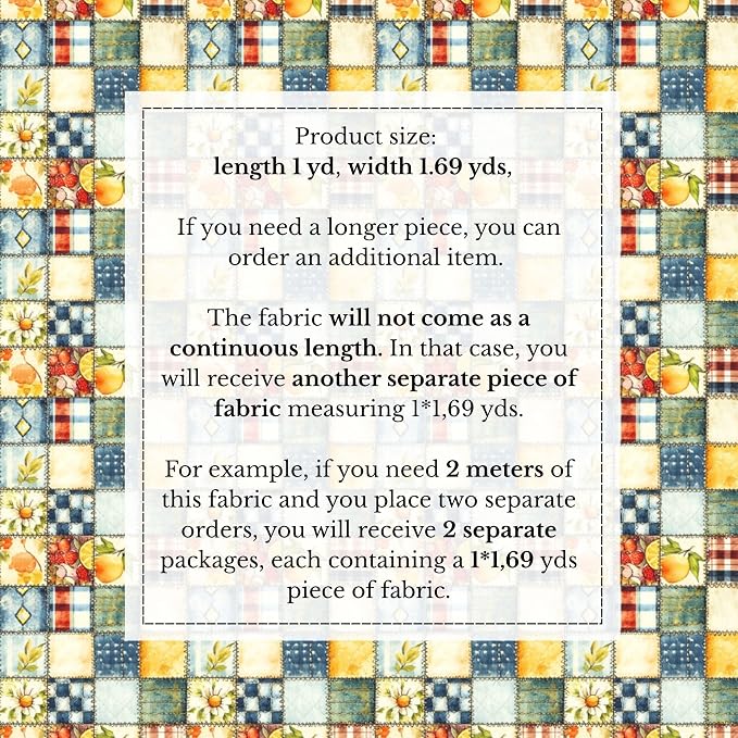 Patchwork Cotton Fabric Panel 61 x 36.6 Inches, Lemon Fruit Quilt Style Pattern - Image 6