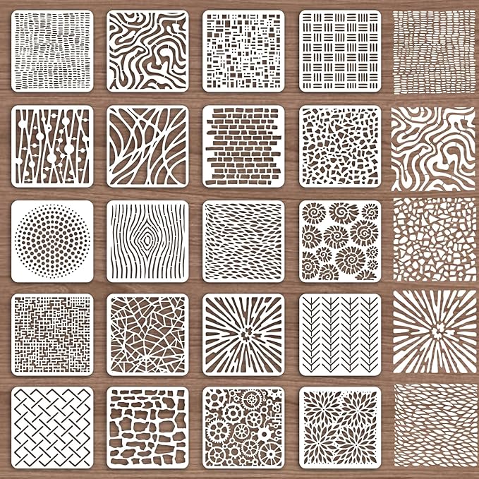 INFUNLY 20pcs Textures Stencils by INFUNLY