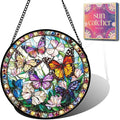 Butterfly Flower Acrylic Suncatcher Faux Stained Glass Window Hanging 7.8" | by Unknown