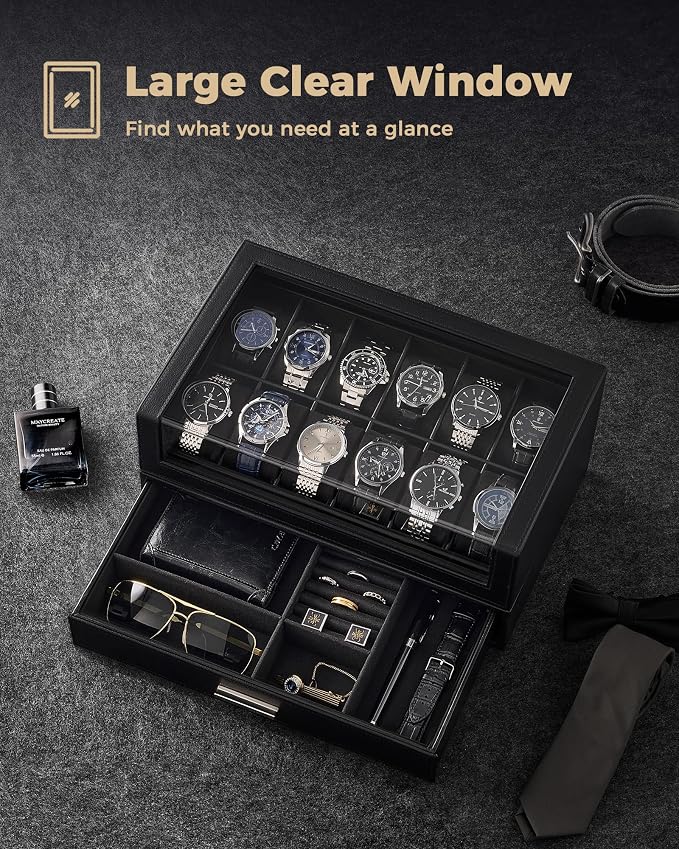 ProCase Watch Box for Men, 12 Slots Watch Display Holder - Image 5