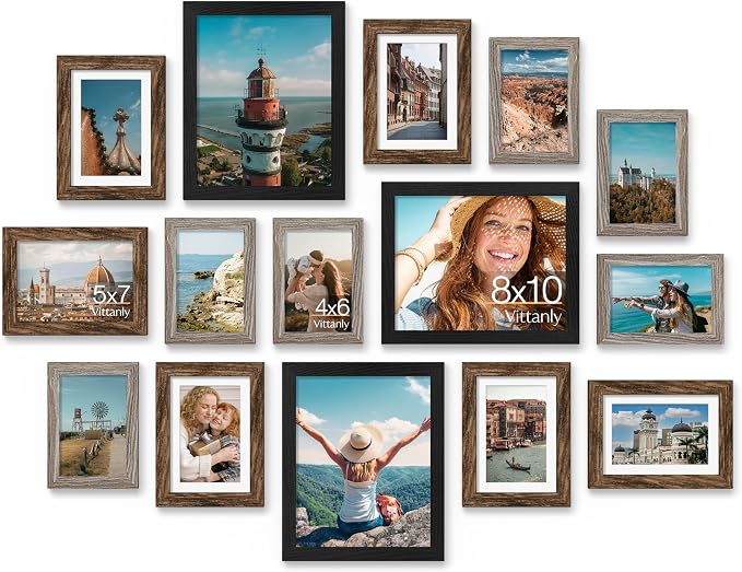 Vittanly 15 Pack Picture Frames Collage Wall Decor, Gallery Frame Set by Vittanly