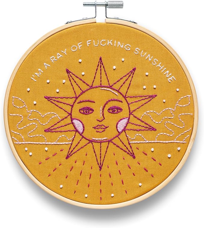 FUNATIC I'm A Ray of F'n Sunshine Embroidery Kit | Funny Beginner Needle Work by FUNATIC