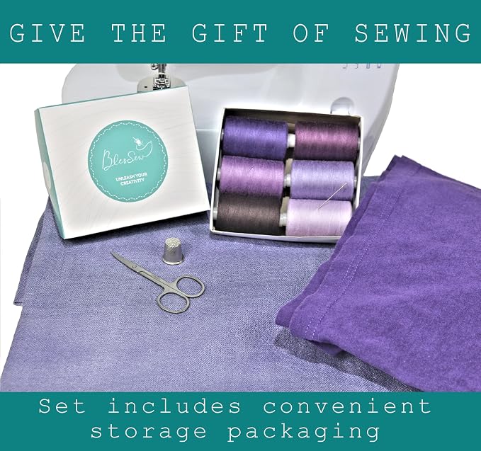 BlesSew Sewing Thread in Purple Color Tones – 6 Spools of Polyester Thread - Image 6