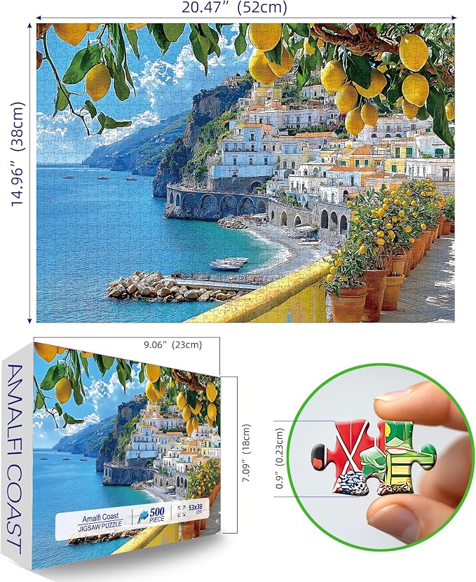 MINIWAN 500 Piece Amalfi Coast Puzzle, Premium Jigsaw Puzzle - Image 2