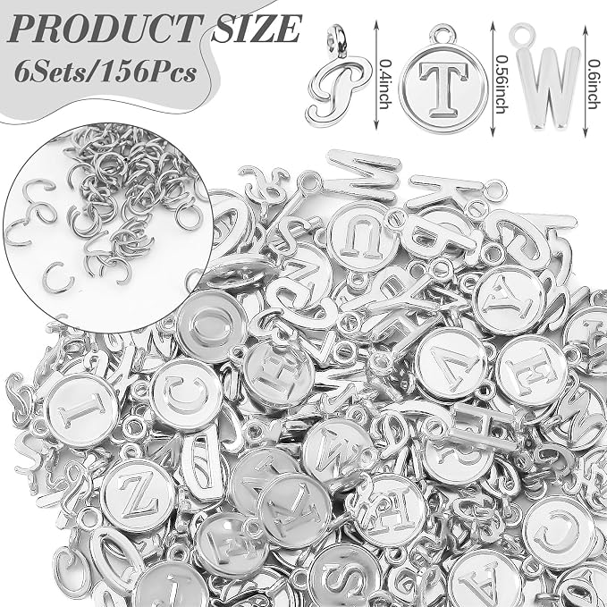SANNIX 156Pcs/6 Sets Letter Charms, Alphabet ABC Letter Charms 3 Styles Capital - Image 2