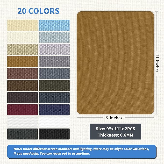 KING MOUNTAIN Canvas Repair Patch 9 x11 Inch 2 Pcs Self-Adhesive Waterproof Fabric Patch for Sofas, Tents, Furniture,Tote Bags, Car Seats (Yellow Brown)