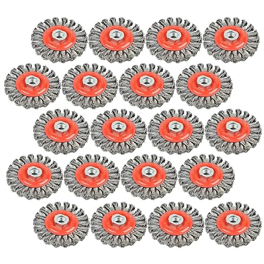 A A IN 20Pack Wire Wheel for Angle Grinder, 4 Inch Twisted Knotted Grinder Wire Wheel Brush with 5/8"-11 Threaded Arbor for Angle Grinder,Carbon Steel Wire Cup Brush for Rust,Corrosion,Paint Removal