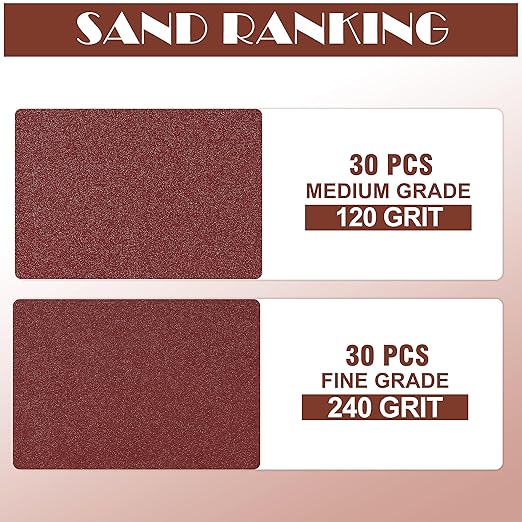 50pcs Mouse Sander Sandpaper Assortment Kit, 5 Hole Detail Sander Sandpaper Palm Sander Paper Mouse Sanding Pads Hook and Loop Sanding Sheets - 120/240 Grit