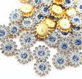 14mm 150pcs Crystals Sky Blue Glass Gems Sew on Rhinestones, Metal Base Claw by Unknown
