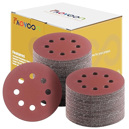 Sanding Disc 5 Inch 8 Hole, 100 Pcs Orbital Sanding Discs Hook and Loop, Sandpaper for polishing and Grinding, 400 Grit Sand Paper for Random Orbital Sander