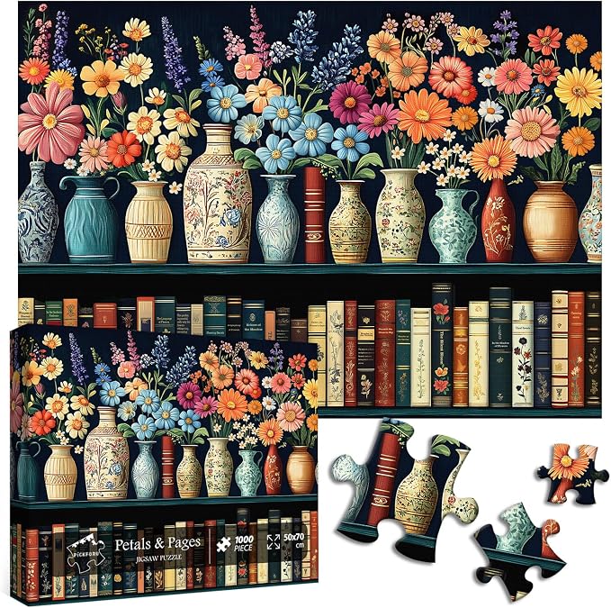 Wildflower Puzzles for Adults 1000 Pieces, PICKFORU Vintage Flower Book Puzzle - Image 9