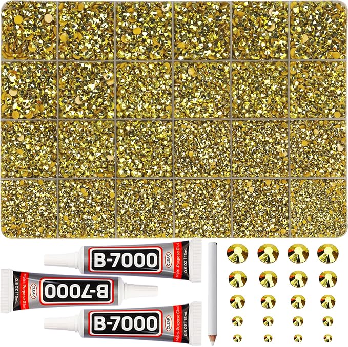 31000Pcs Metallic Gold Rhinestones by Worthofbest