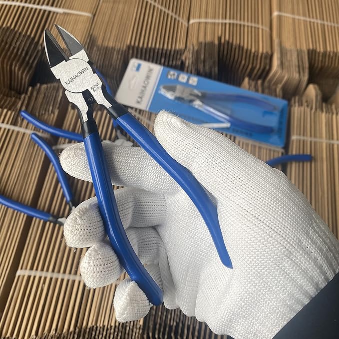Wire Cutters 2 Pack, 6.5 inch,KAIHAOWIN Flush Cutters Diagonal Cutters Side Cutters Precision Ultra Sharp Spring Loaded Wire Snips Clippers Dikes Cutting Pliers Small for Crafting Jewelry Making,Blue