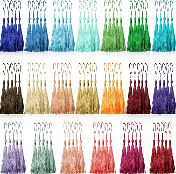 100 Pcs 13cm/5 Inch Silky Handmade Soft Craft Mini Tassels by CREATRILL