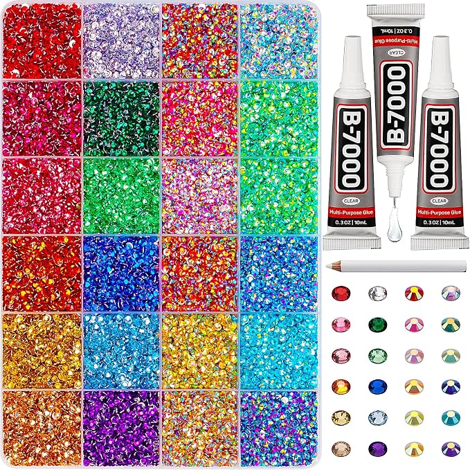 33000Pcs 3mm SS10 Rhinestones for Bedazzling, Flatback Gems Starter Bedazzler by Worthofbest