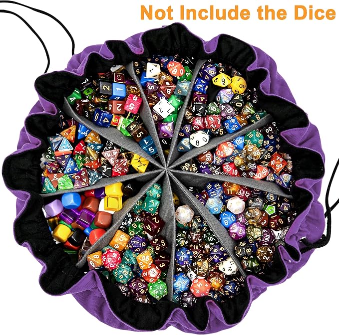 SIQUK Large Dice Bag with Pockets Big Capacity Dice Bag Drawstring Dice Pouch - Image 2
