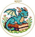 Zhenqing Cute Dragon on Books Stamped Cross Stitch Kit by ZhenqingHomeFlagship
