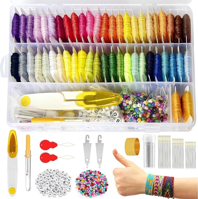 400+Pcs Friendship Bracelet String Kit String Bracelet Making Kit by QCZKB