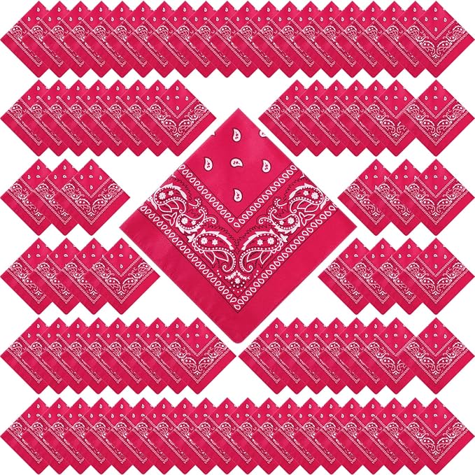 100 Pack Bandanas Unisex Paisley Bandanas Bulk Multi Purpose Cowboy Head Wrap by Handepo