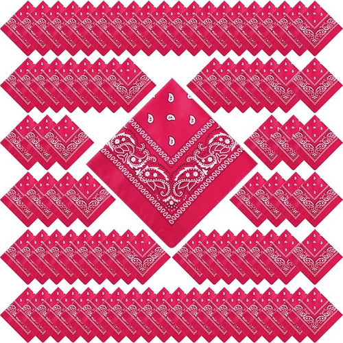 100 Pack Bandanas Unisex Paisley Bandanas Bulk Multi Purpose Cowboy Head Wrap by Handepo