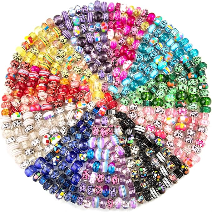 Zyehxed 220Pcs European Large Hole Craft Beads by BRACELETMAKINGKIT