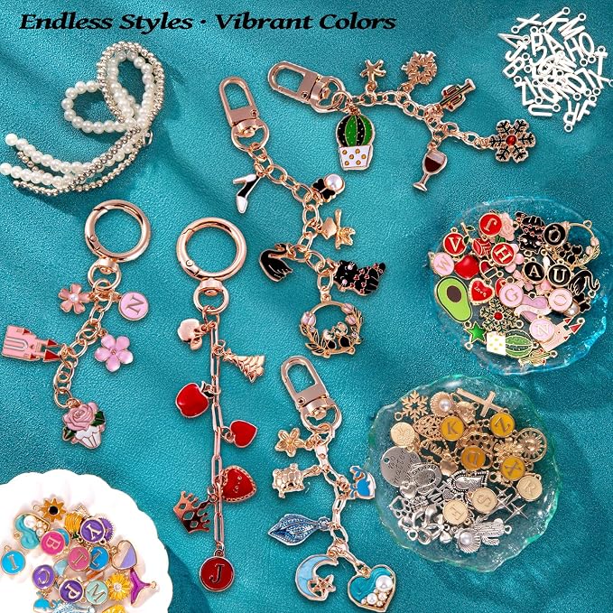 Wurosi 325Pcs Charms Lip Gloss Keychain Making Kit, Including 20 Keychain Clips - Image 7