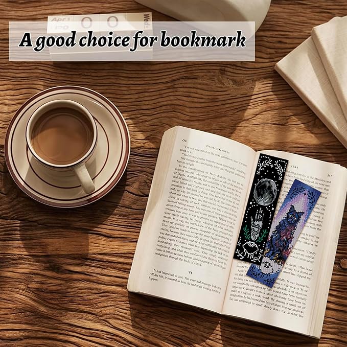 NEGEKFKX 6 Pcs Magical Witchy Cross Stitch Bookmark Kit - Image 3