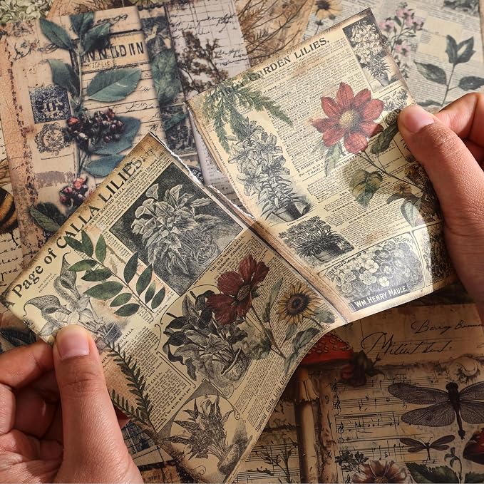 120 Sheets Vintage Botanical Scrapbook Paper Set, Journaling Scrapbooking - Image 8